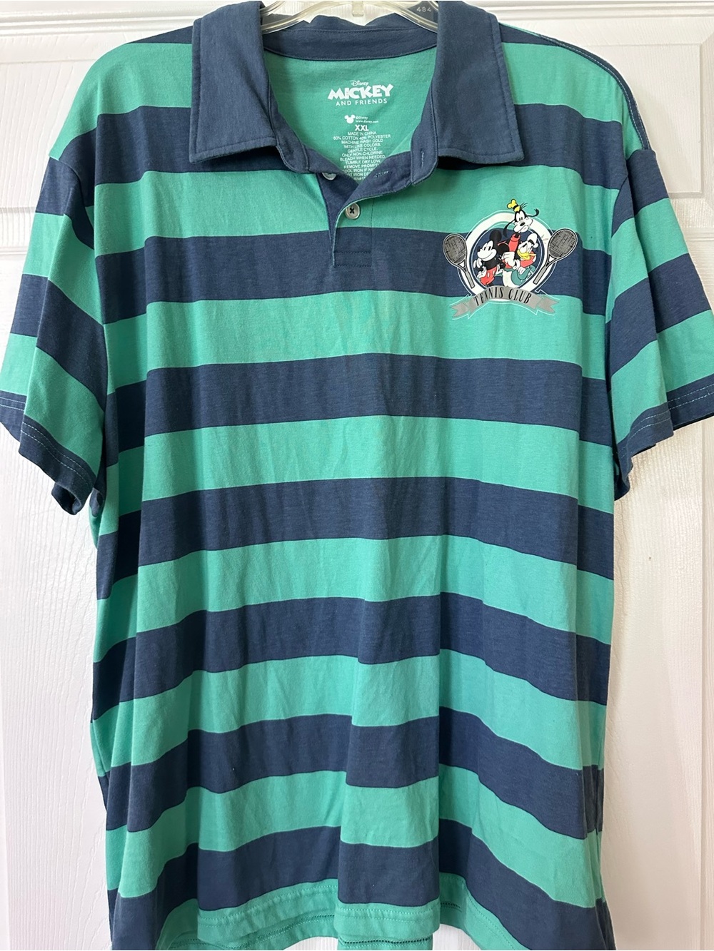 Mickey & Friends Striped Polo - Teal and Navy